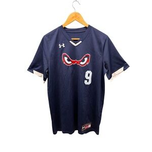 Under Armour Navy Blue Baseball Jersey "Angry Eyes" Logo #9‎ Men's Medium